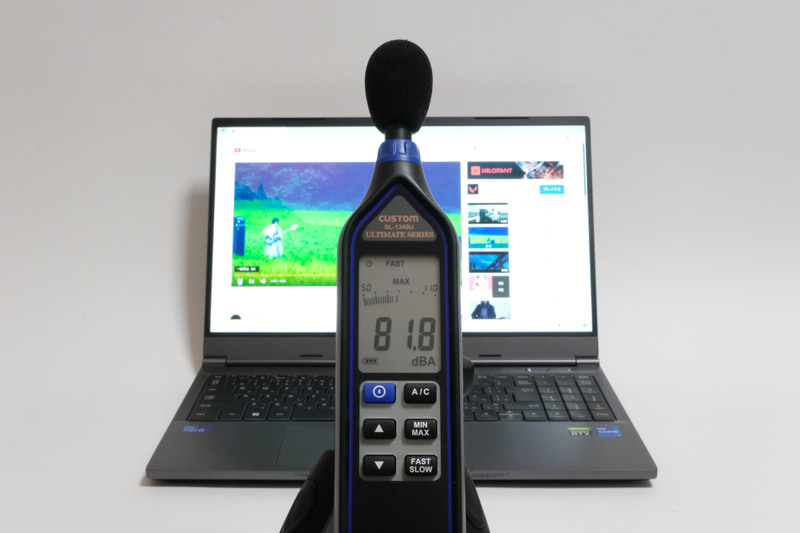 YouTubeで公開されている「前前前世(movie ver.) RADWIMPS MV」を最大ボリュームで再生した際の音圧レベルは最大81.8dBA(50cmの距離で測定)