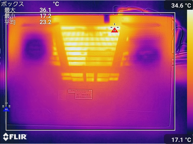 底面の最大温度は36.1℃