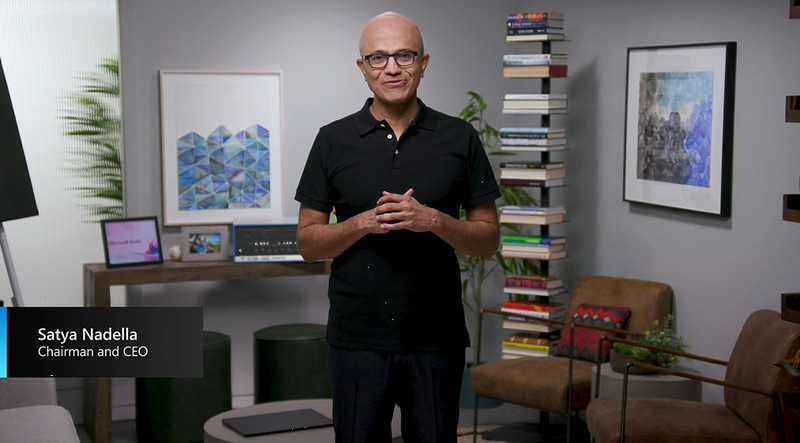 Buildで講演するMicrosoft CEO サティヤ・ナデラ氏