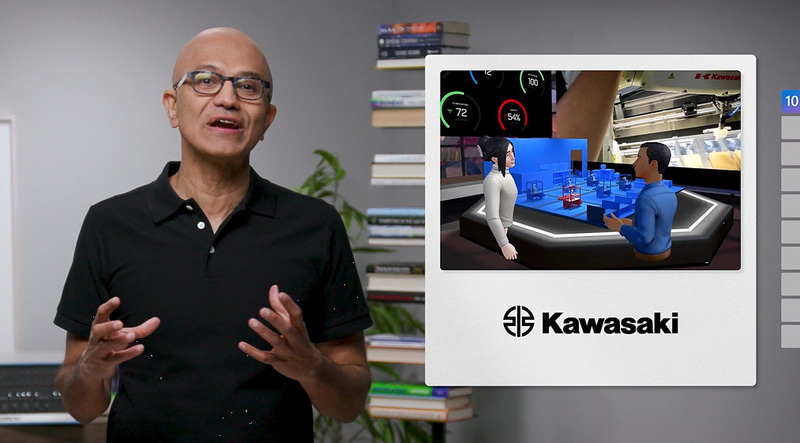 川崎重工の事例を紹介するMicrosoft CEO サティヤ・ナデラ氏