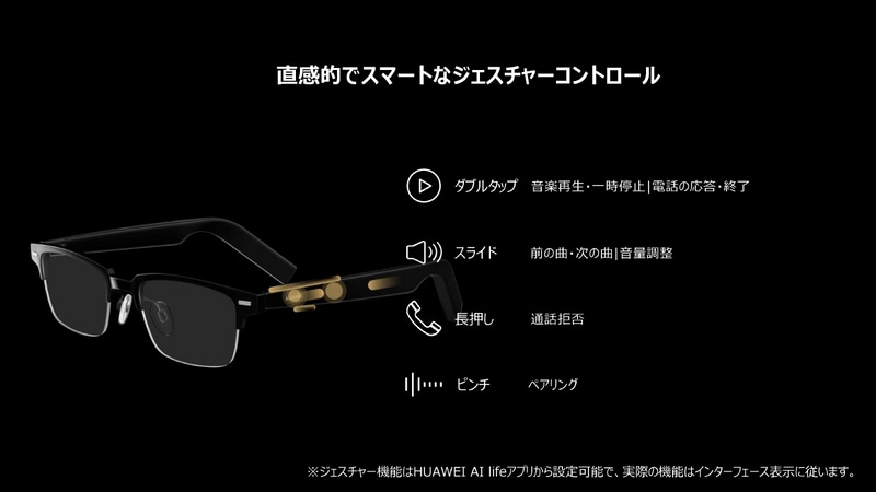 テンプルはタッチジェスチャーが可能