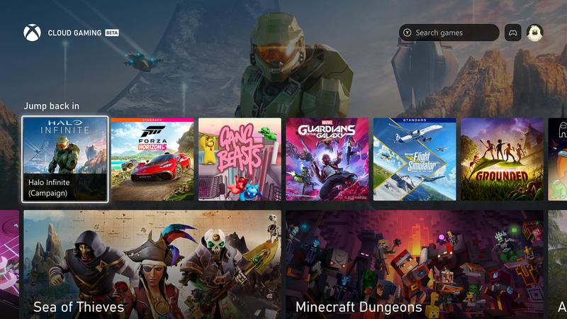 Xbox Appsを利用してクラウドゲーミングにアクセスしているイメージ(写真提供:Microsoft)