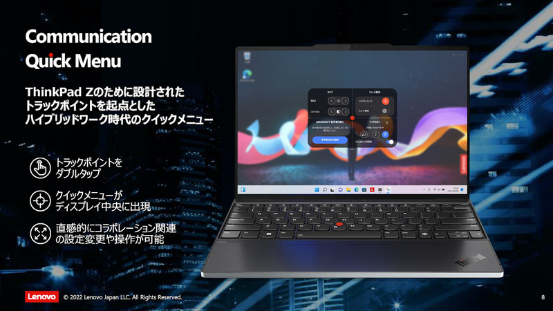 カメラやマイクの設定を簡単に変更できるCommunication Quick Menu