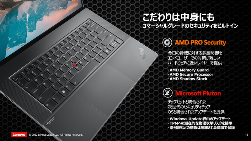 Ryzen PRO 6000シリーズ搭載によるハードウェアレベルでのセキュリティ機能