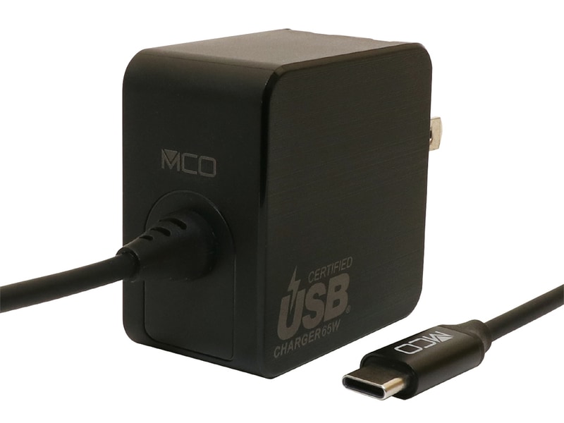 「USB PD対応 GaN USB-ACアダプタ ケーブル一体型 65W 1.5m IPA-GC15AN」(ブラック)