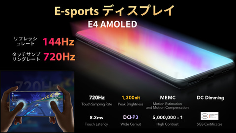 Snapdragon 8 Gen 1/144Hz有機EL搭載の5G対応6.67型ゲーミングスマホ