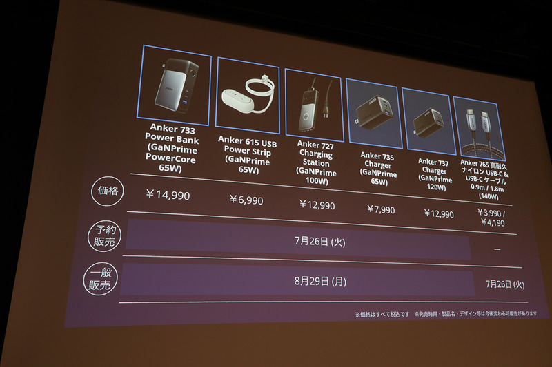 各製品の発売日と価格