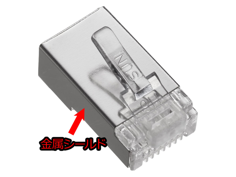 シールド付きのLANケーブル＋RJ45コネクタでノイズ対策。また配線のカテゴリをワンランクアップさせてもいい。たとえば5e→6にアップしてもノイズに強くなる