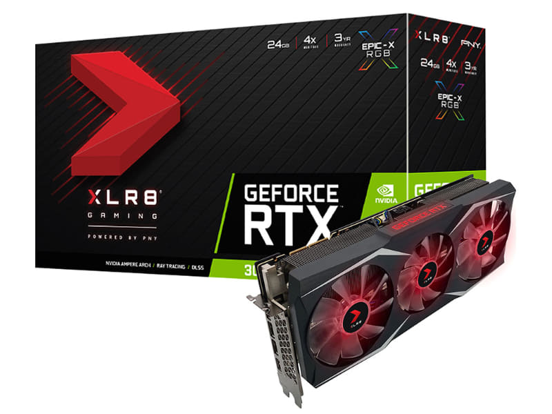 PNY製現行ビデオカードのひとつ「PNY GeForce RTX 3090 Ti 24GB XLR8 ゲーミング UPRISING EPIC-X RGBオーバークロック トリプルファン」