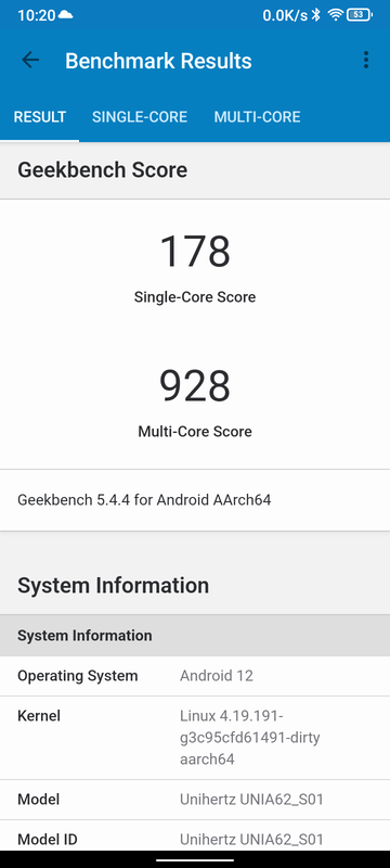 Geekbench 5のスコア