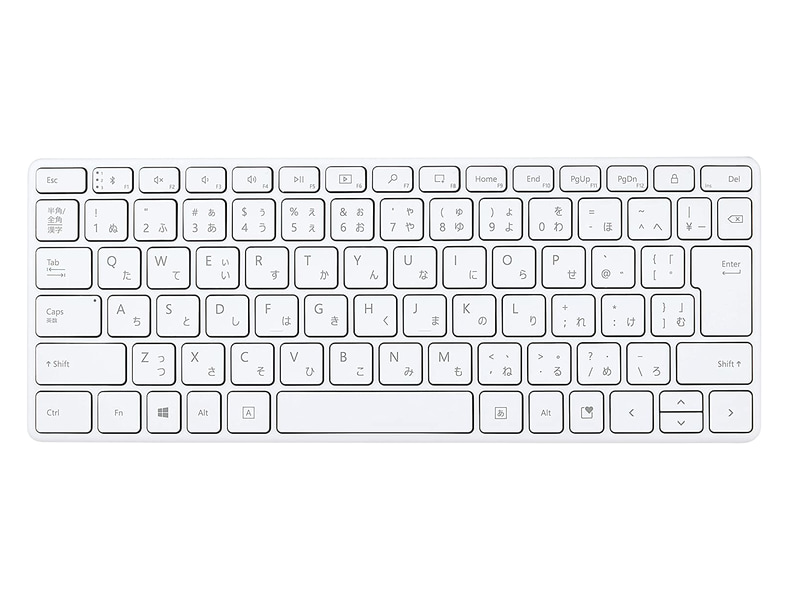 <a href="https://www.microsoft.com/ja-jp/d/microsoft-designer-compact-keyboard/8zhrtr7zcswq?activetab=pivot:%E6%A6%82%E8%A6%81tab" class="n" target="_blank">製品ページのURL</a><br>実売価格:6,800円前後●接続方式：Bluetooth●キー数：- ●キースイッチ：パンタグラフ●キーピッチ：- ●キーストローク：1.35mm●バックライト：なし●バッテリ持続時間：約36カ月(CR2032コイン電池×4)●サイズ：284.07×110.77×9.05mm●重量：288g(電池含む)