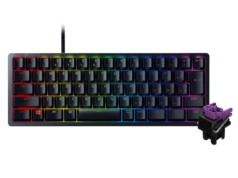 <a href="https://www.razer.com/jp-jp/gaming-keyboards/razer-huntsman-mini" class="n" target="_blank">製品ページのURL</a><br>実売価格:1万4,000円前後●接続方式：有線●キー数：- ●キースイッチ：オプティカル●キーピッチ：- ●キーストローク：- ●バックライト：あり(RGB)●サイズ：293.3×103.3×36.8mm●重量：523.3g