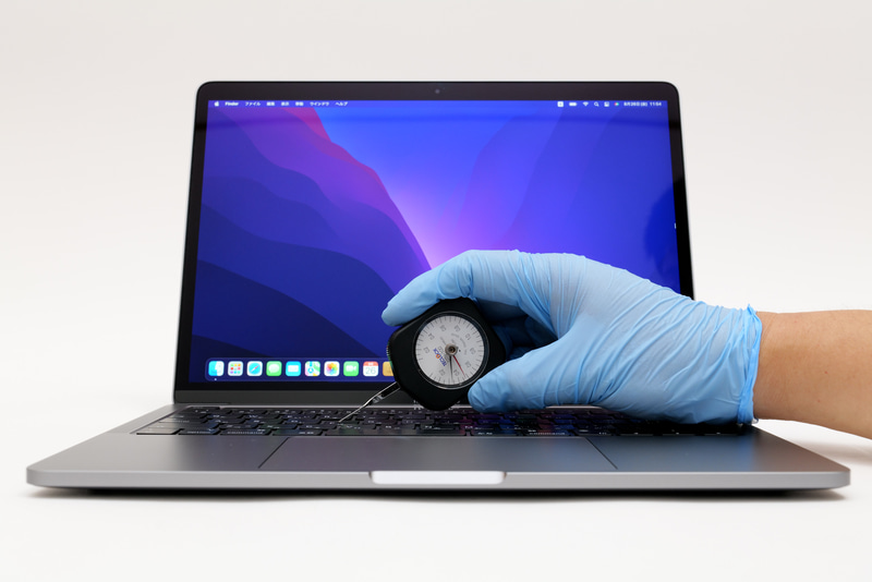 キーボードの押圧力は文字キー(Fキー)が0.48N、Enterキーが0.51N、Spaceキーが0.47N