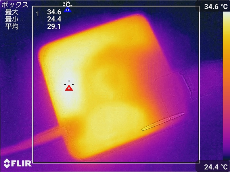 ACアダプタの最大温度は34.6℃
