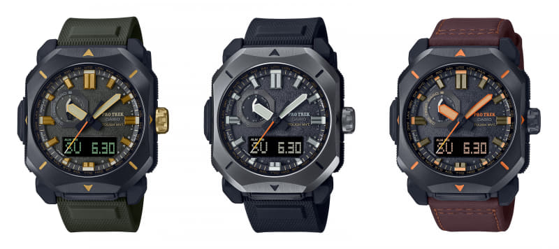 左からPRW-6900Y-1(ブラック)、PRW-6900Y-3(カーキ)、PRW-6900YL(ブラウン)