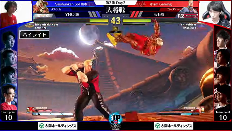 ももちコーディーが、ギリギリの接戦を制して大将戦を勝利、忍ism Gamingに勝利をもたらした