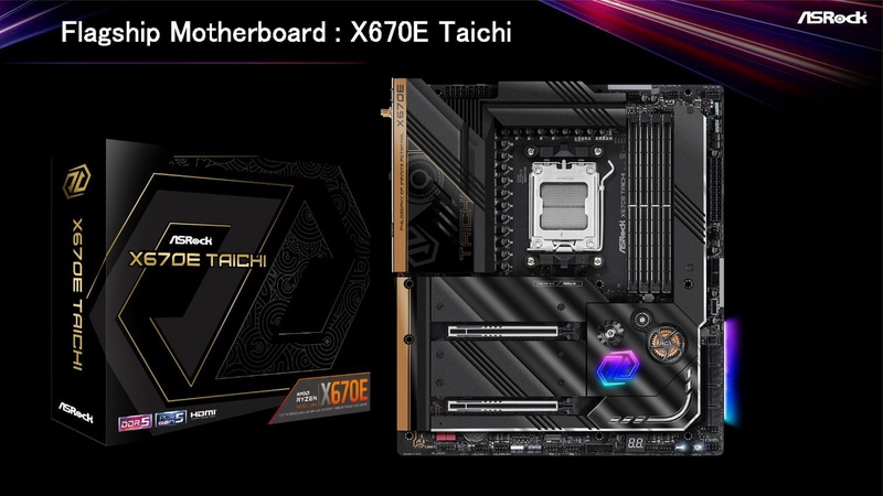 X670E Taichi。なお、今回は設計の都合上、歯車はデザインのみで回らないとのこと