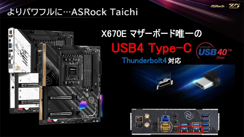 USB4(Thunderbolt 4)ポートも2基標準搭載
