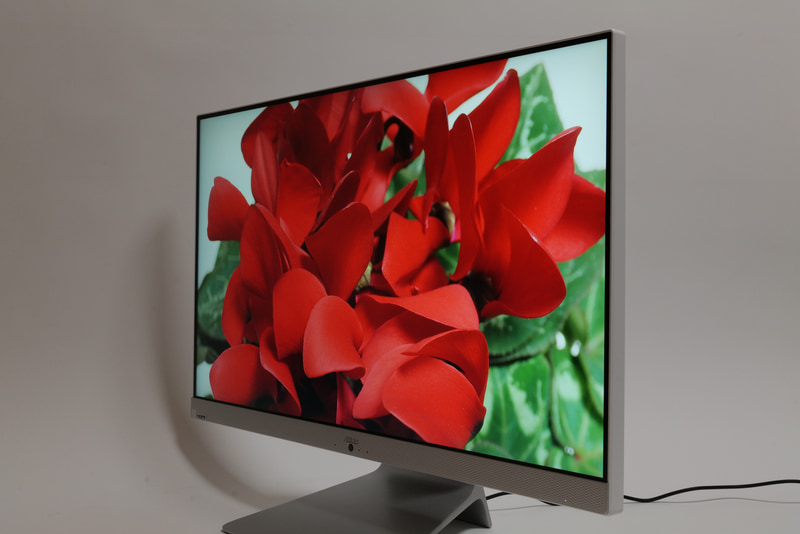 液晶パネルは特に広視野角は謳われていないが、斜めから見ても明るさ、彩度は実用上十分なレベルで維持される