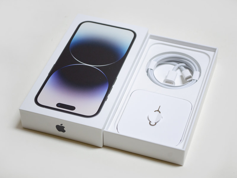 付属品。Type-C/Lightningケーブルのみ。イヤフォンやACアダプタは付属しない