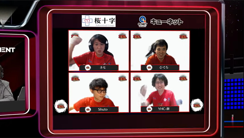 アウェイはSaishunkan Sol 熊本で、出場メンバーはネモ、ひぐち、Shuto、YHC-餅