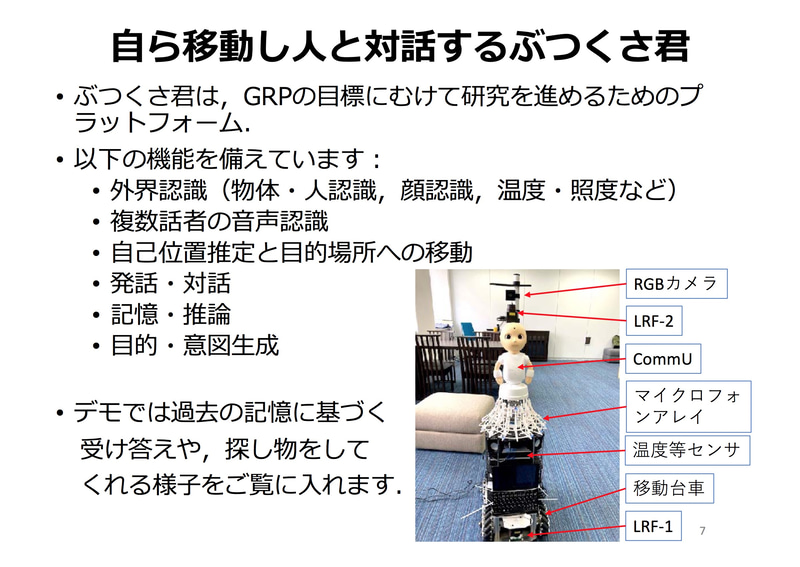 移動・対話可能な自律ロボットのぶつくさ君