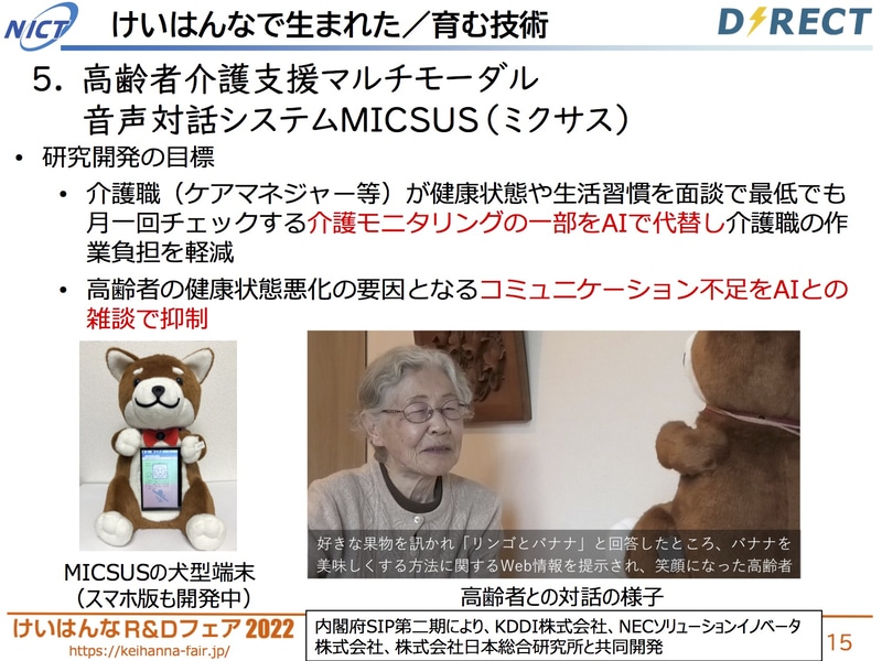 高齢者介護支援マルチモーダルシステム「MICSUS」
