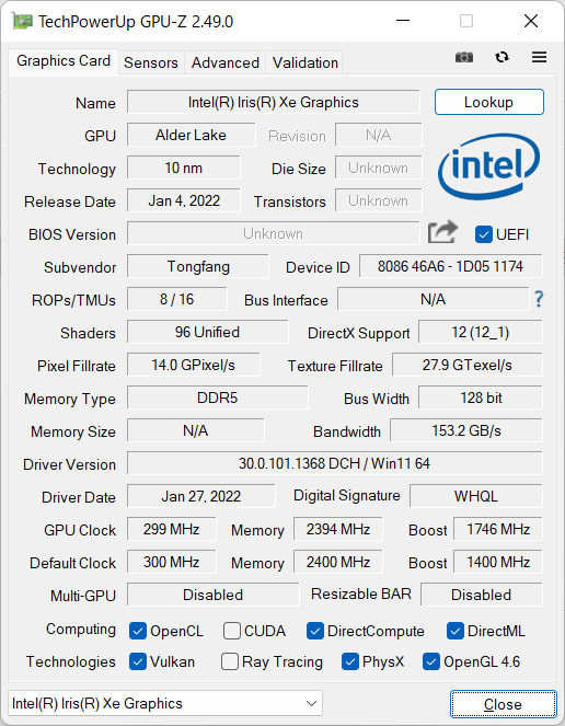 GPUはGeForce RTX 3060 Laptop GPU(左)とIris Xe Graphics(右)