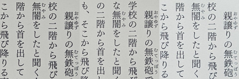 テキストの画質の比較。左から本製品(300ppi)、従来モデルのKobo Clara HD(300ppi)、Kobo Nia(212ppi)。ルビのような細かい文字を除けば、それほど違いは感じない