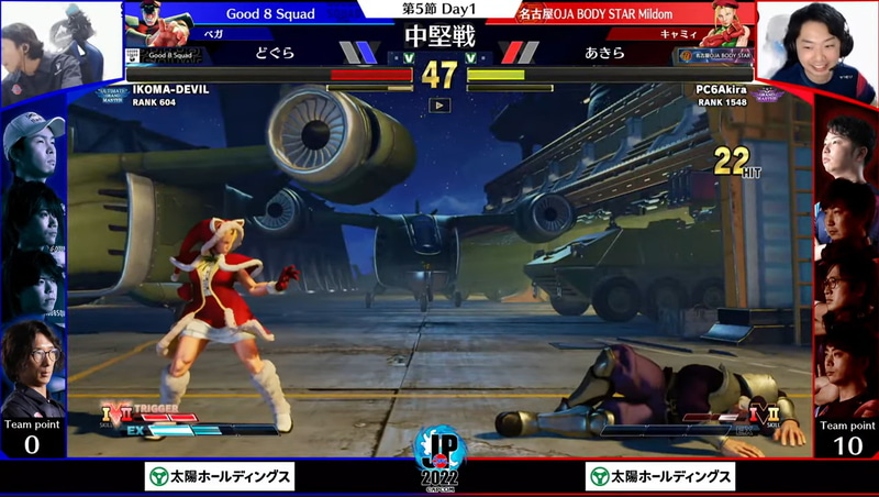 2戦目からはお馴染みクリスマスコスに変えて挑むあきらキャミィ、2戦目は見事に1本取り返す猛攻を見せるも、どぐらベガの堅牢な攻めで最終的にどぐらベガが勝利となった