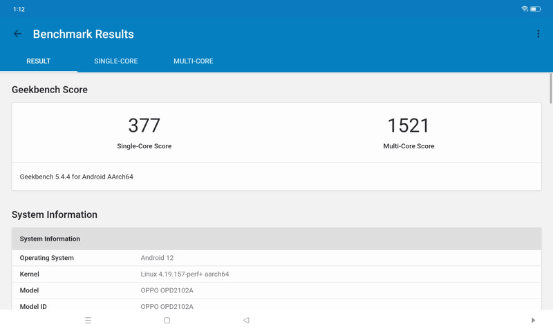 GeekBenchの測定結果