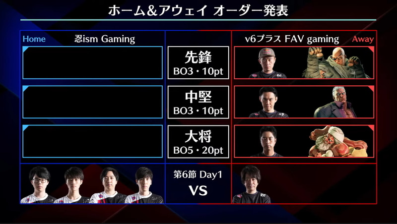 事前オーダーは、先鋒がボンちゃんサガット、中堅ときどユリアン、大将鶏めしダルシム、待機はsakoとなった