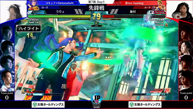 先鋒戦はうりょローズ VS 藤村ルークの一戦。うりょローズの猛攻が決まって2本連取で先鋒戦をうりょローズが勝利