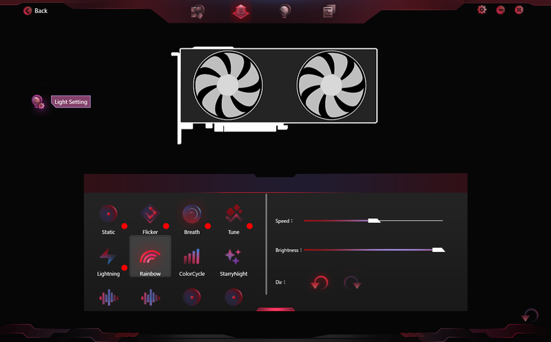 テスト時点で利用可能なGPUユーティリティ「iGame Center」。こちらでもLEDの制御は可能だった