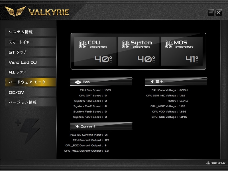 ハードウェアモニタリング機能