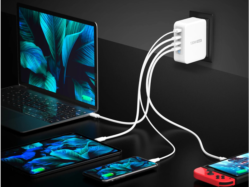 130W GaN 4ポート USB PD急速充電器 JUP43130利用イメージ