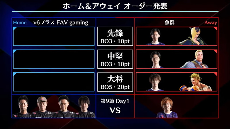アウェイ魚群の事前オーダーは、先鋒がもけファルケ、中堅は水派コーディー、大将マゴルーク、待機はまちゃぼー