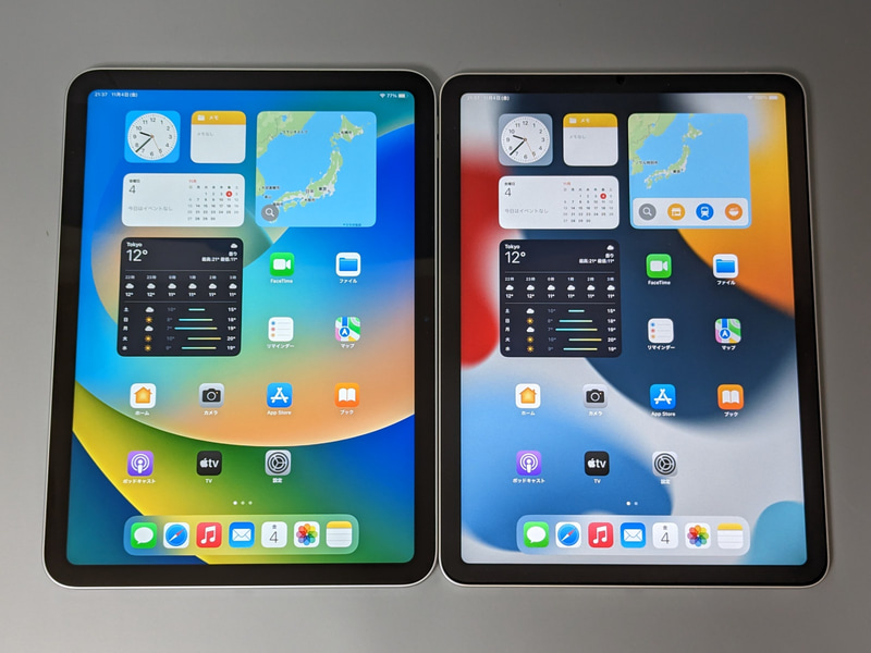 左が本製品、右がiPad Air。正面からの見た目はそっくりだ