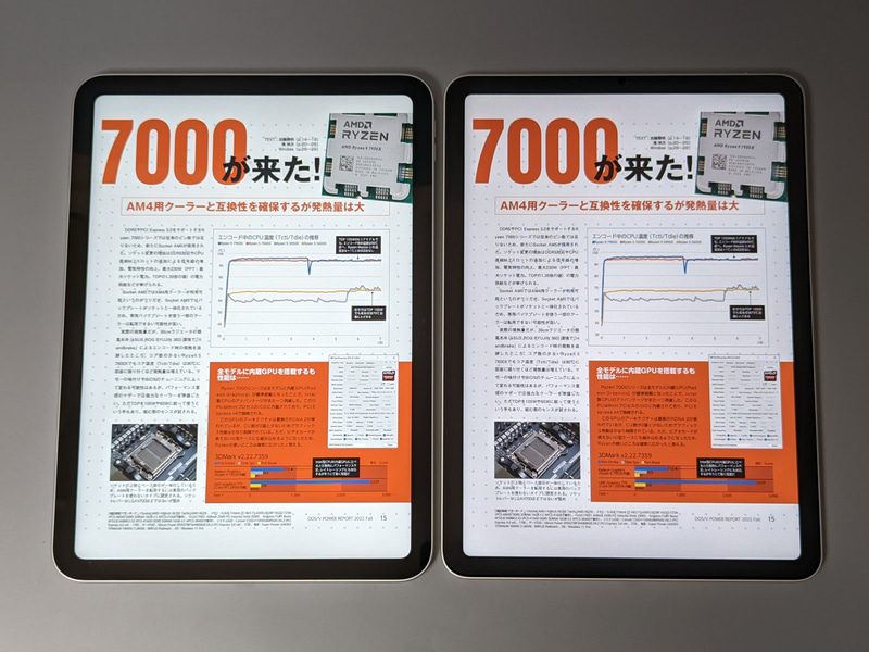 左が本製品、右がiPad Air。コミック同様、違いは見られない