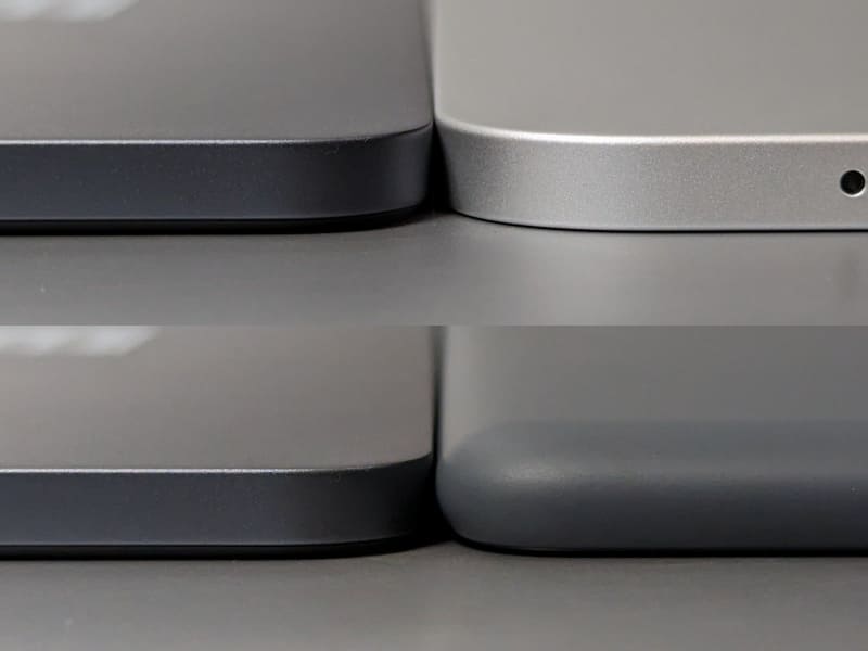 厚みの比較。いずれも左が本製品、右上がiPad、右下がFire HD 10 Plus。本製品の薄さがよく分かる