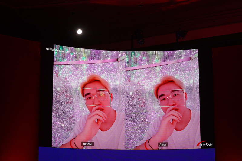 この例で眼鏡をAIが分類し、眼鏡の映り込みだけを処理する