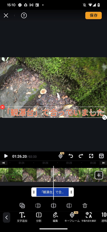 プレビュー画面上のテキストをタップする