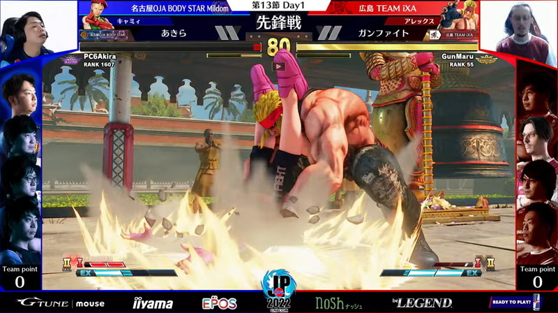 先鋒戦はあきらキャミィとガンファイトアレックスの一戦だが、1ラウンドからいきなりガンファイトアレックスがファイト一発でパーフェクトKO! 最後のパワーボムの際にはハメコ。氏も思わず「俺たちが求めてたパワーボム!」と大絶賛!