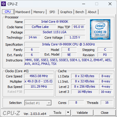 比較用のCPUは、第9世代Coreの8コア/16スレッドCPU「Core i9-9900K」