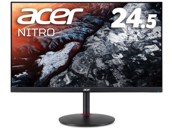 <a href="https://acerjapan.com/monitor/nitro/xv2/XV252QFbmiiprx" class="n" target="_blank">製品ページのURL</a><br>実売価格：7万7,000円前後●パネル：24.5型●解像度：1,920×1,080ドット●表面処理：非光沢●リフレッシュレート：最大390Hz●応答速度：1ms(GTG)●輝度：400cd/平方m●コントラスト比：1,000:1●表示色：約1,670万色●視野角：上下/左右178度●インターフェイス：HDMI 2.0×2、DisplayPort 1.4×1、ステレオミニジャック●スピーカー：2W×2●サイズ：558×234×383～503mm●重量：5.03kg