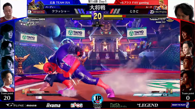 4戦目2ラウンド、クラッシャーバーディーのクリティカルアーツが誤発動してしまうミスで形勢が逆転、ときどルークが勝利