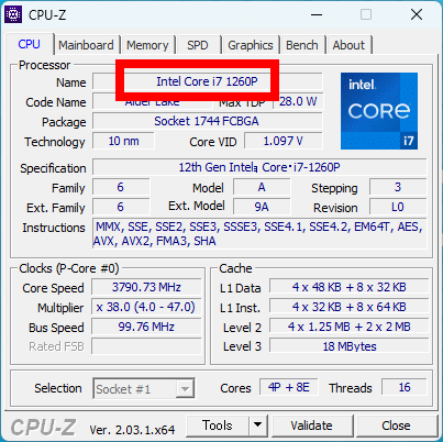 CPUには12コア16スレッドの「Core i7-1260P」を搭載
