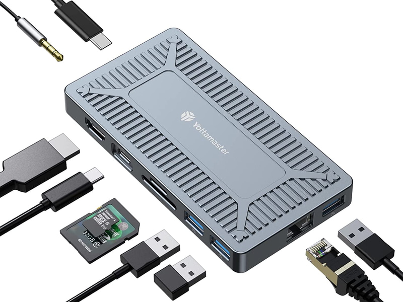 <a href="https://yottamaster.com/products/usb-c-dock-with-nvme-enclosure" class="n" target="_blank">製品ページのURL</a><br>実売価格：1万5,600円前後●給電方式：バスパワー●ホスト接続：USB 3.1 Type-C(映像伝送および最大90W出力のUSB PDに対応)●デバイス接続：USB 3.1 Type-C(最大100W入力のUSB PDに対応)、USB 3.1×3、HDMI、Gigabit Ethernet、microSD/SDカードスロット、M.2 SSDスロット(NVMe対応)、音声入出力など●サイズ：138.5×73×15.2mm●重量：180g