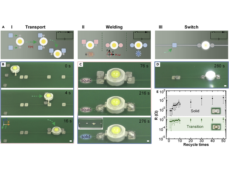 電気を通すため、パーツを運んで自ら接合できる