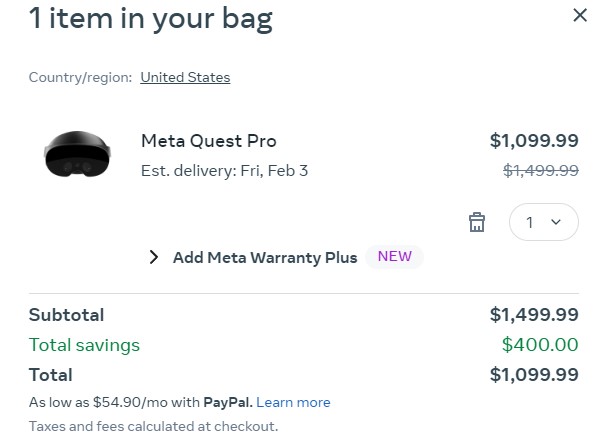 400ドル値下げとなったMeta Quest Pro